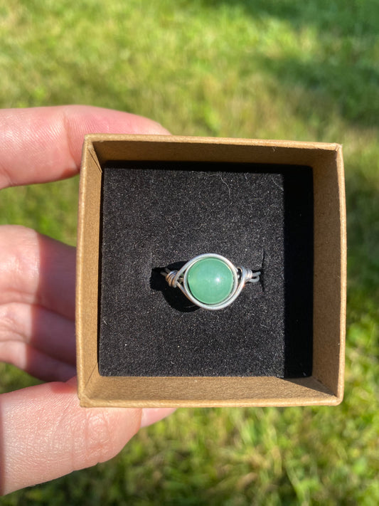 Green Aventurine Stainless Steel Fidget Ring