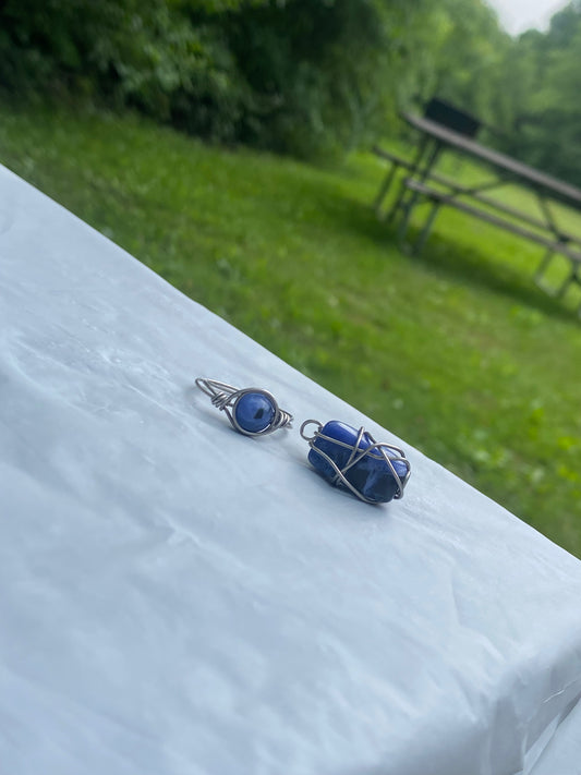 Handmade Sodalite Stainless Steel Fidget Ring