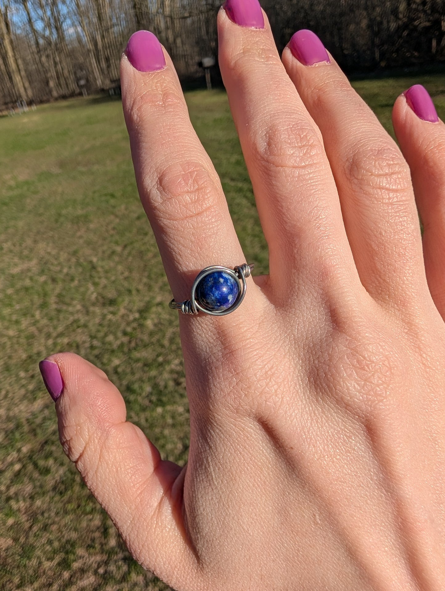 Lapis Lazuli Stainless Steel Fidget Ring