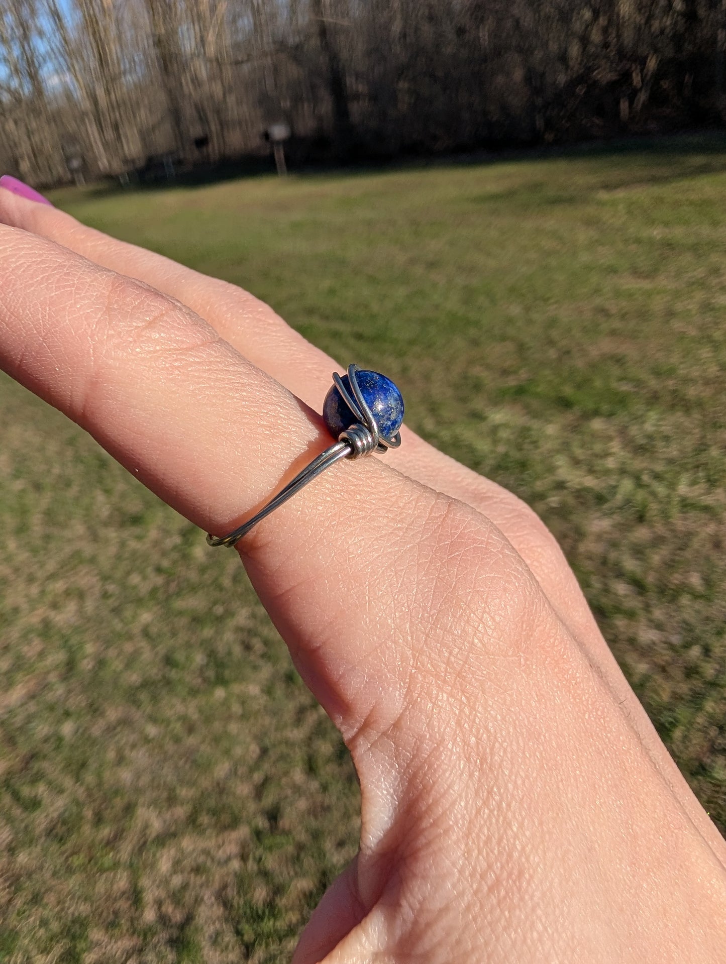 Lapis Lazuli Stainless Steel Fidget Ring