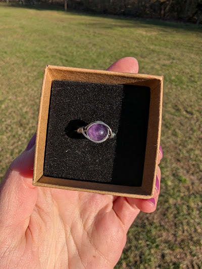 Amethyst Stainless Steel Fidget Ring
