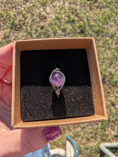 Amethyst Stainless Steel Fidget Ring