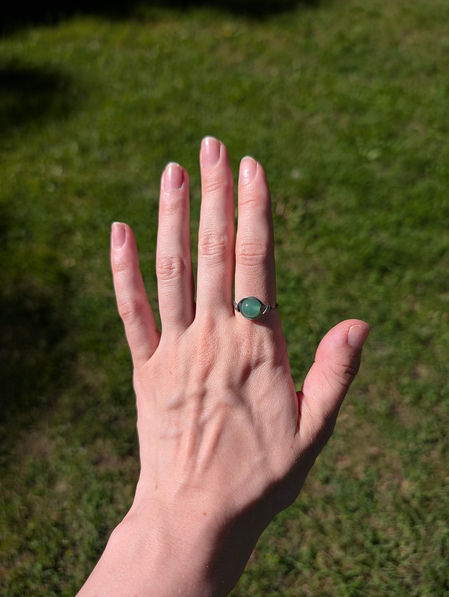 Green Aventurine Stainless Steel Fidget Ring