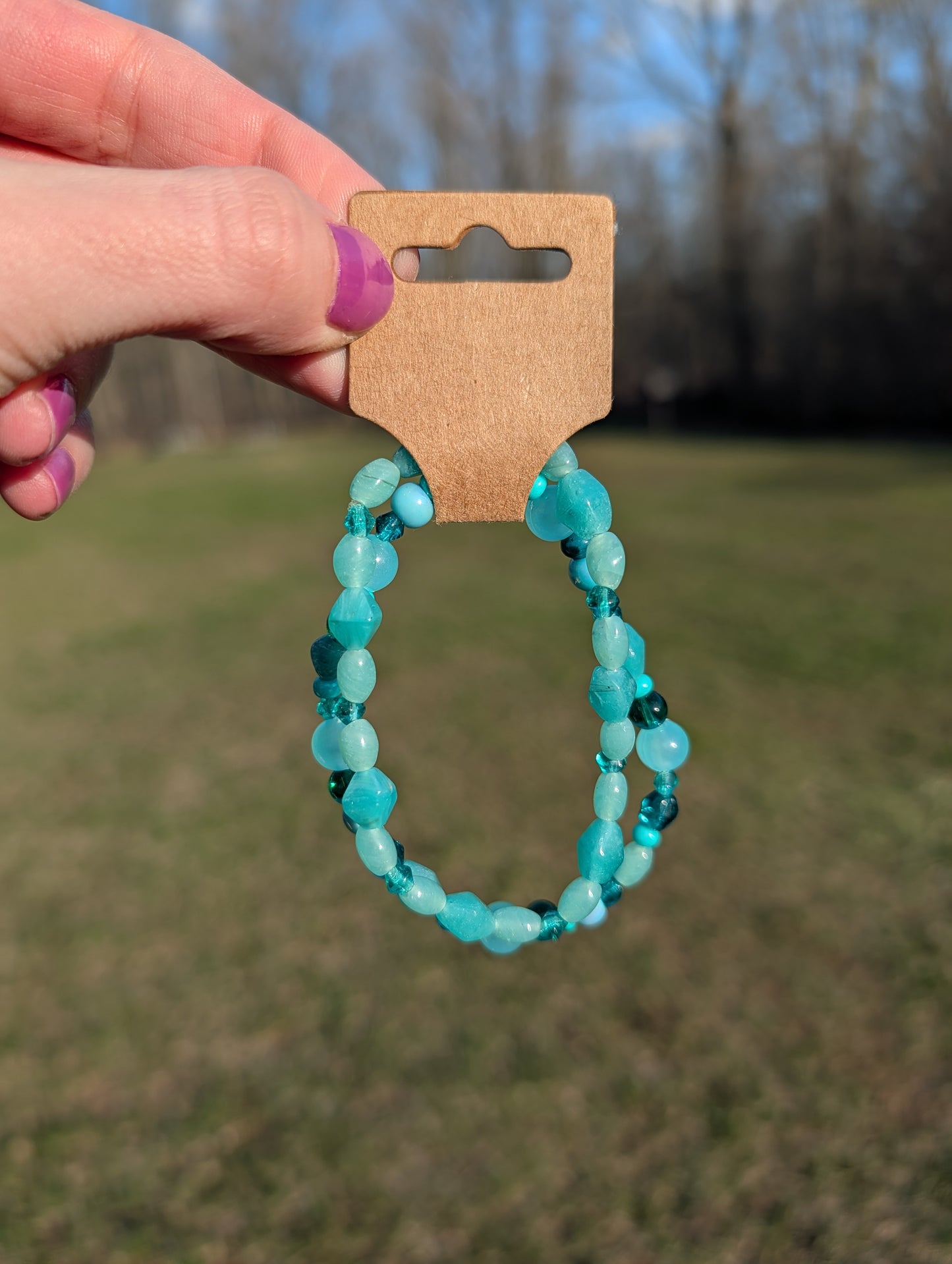 Blue Handmade Beaded Bracelets | Set of 2