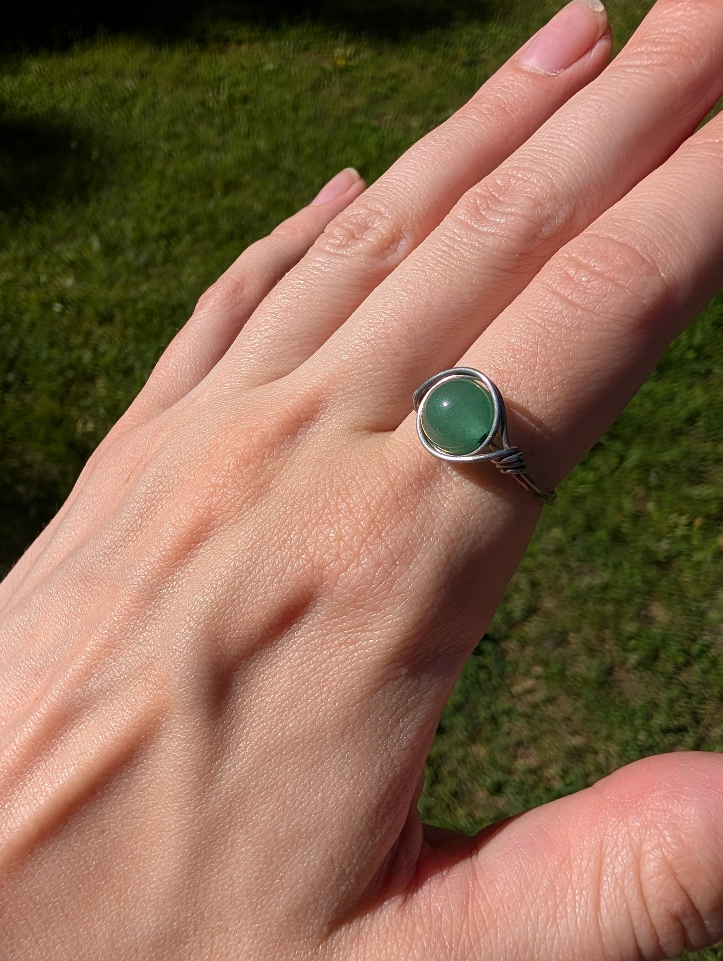 Green Aventurine Stainless Steel Fidget Ring
