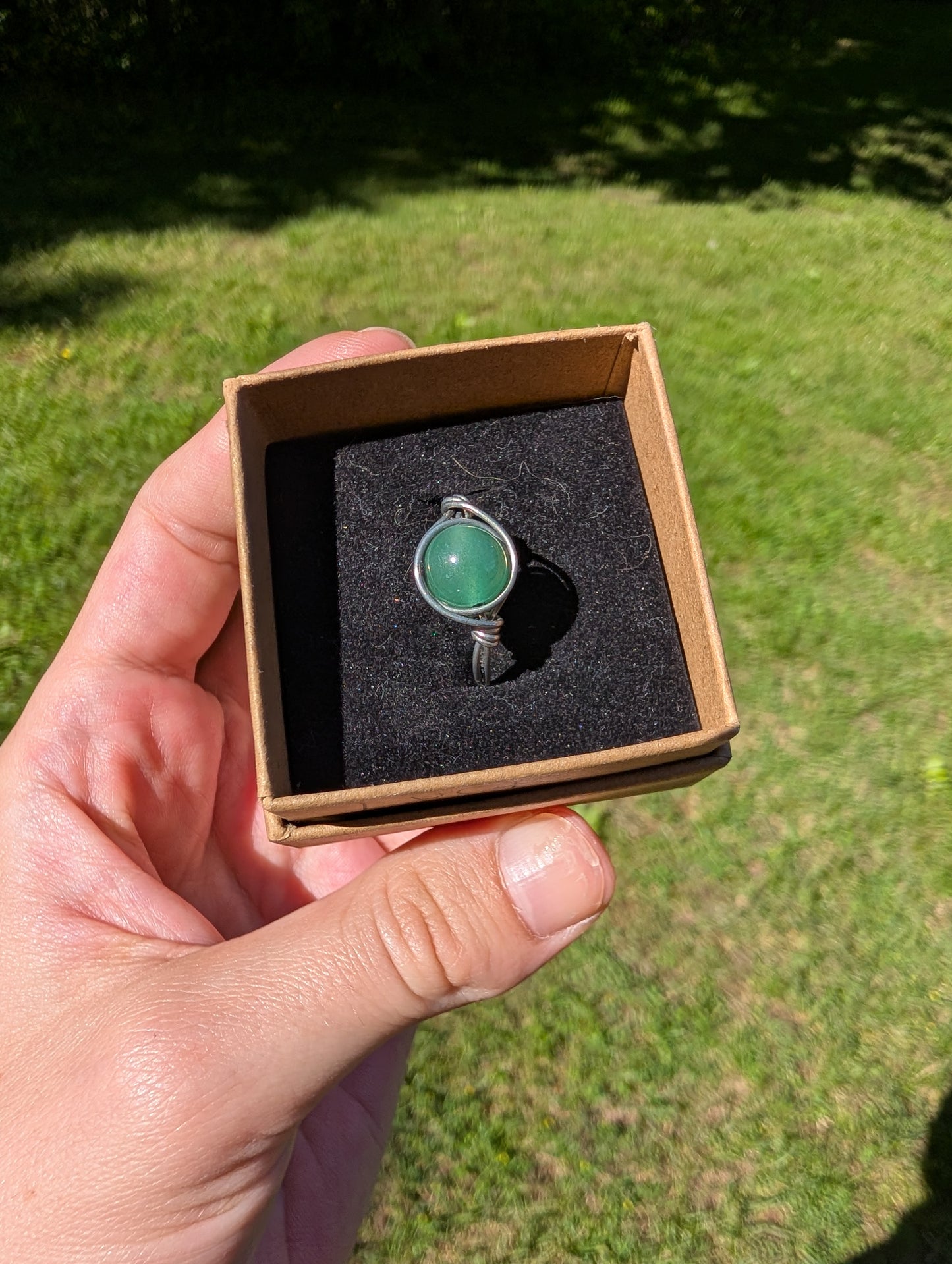Green Aventurine Stainless Steel Fidget Ring