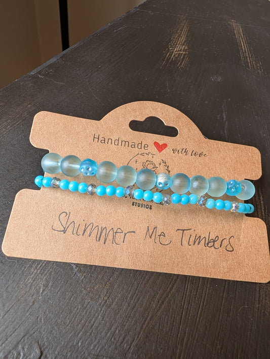 Blue Handmade Beaded Bracelets | Set of 2