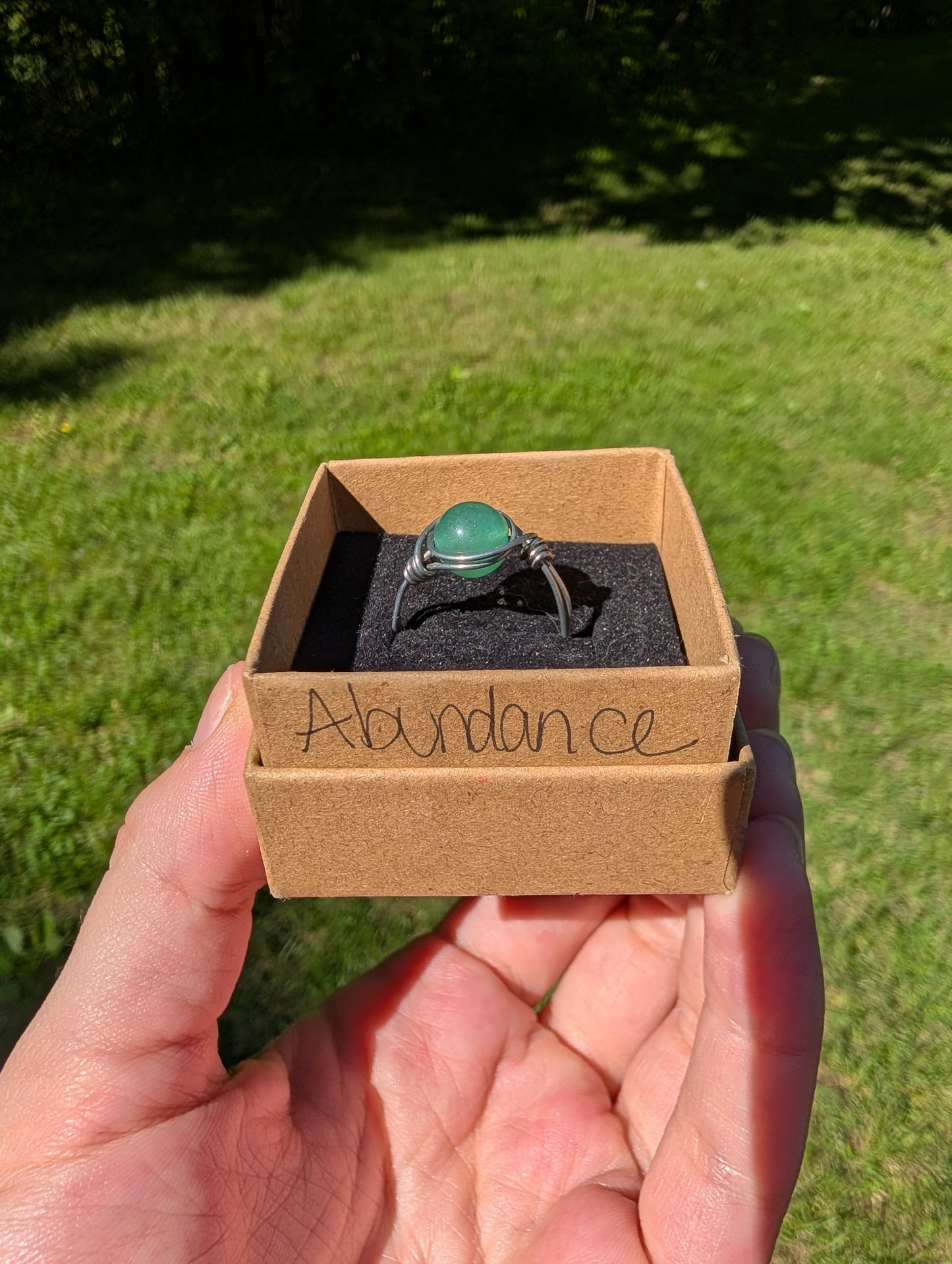 Green Aventurine Stainless Steel Fidget Ring